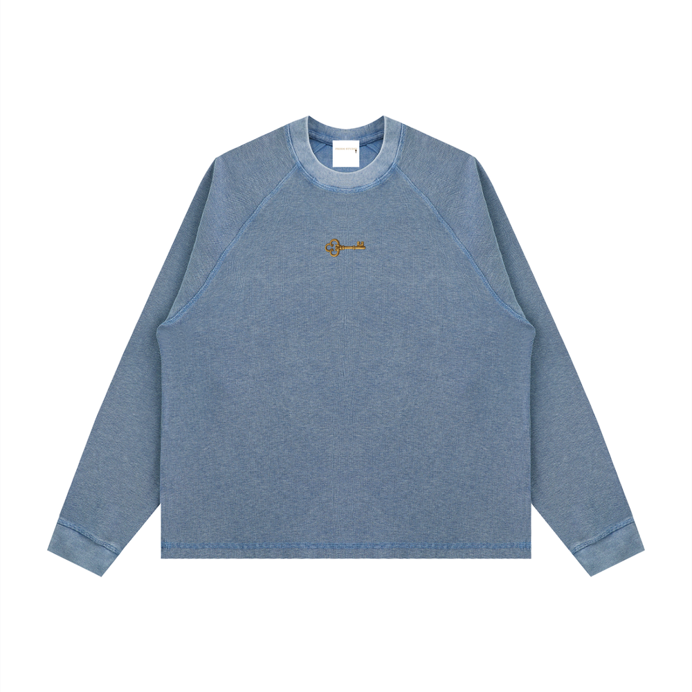 Camiseta gofrada ancha unisex con lavado vintage